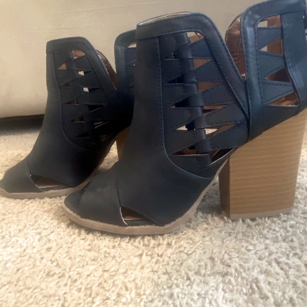 Black open-toed booties